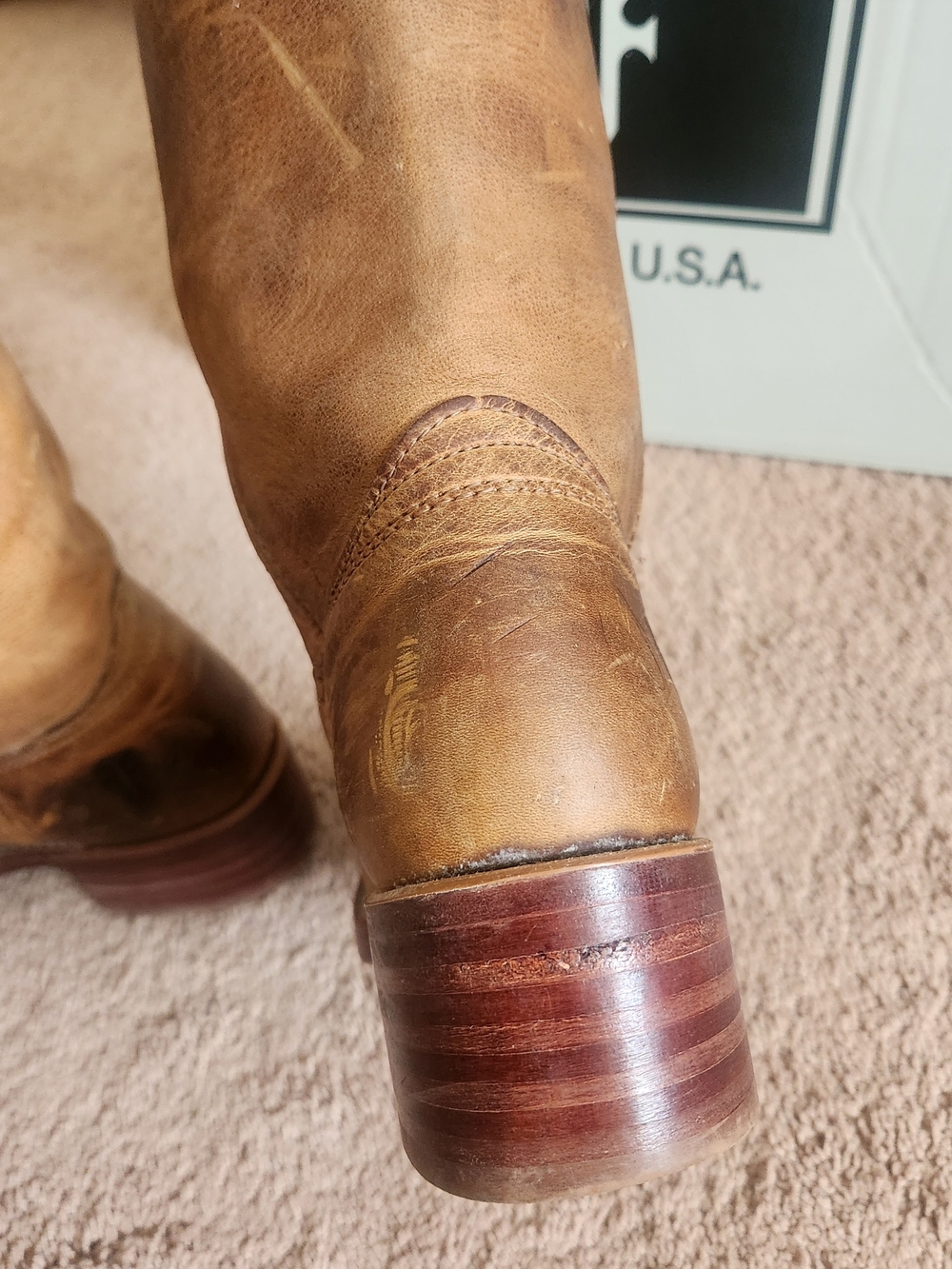 FRYE Campus Boot USA Vintage marble Brown Leather Ladies Festival Boho Western 7 - Picture 11 of 12